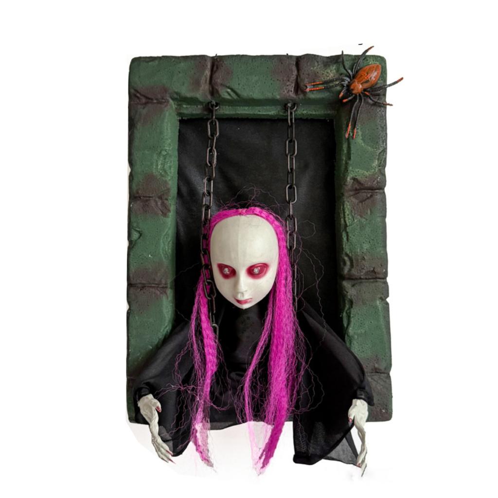Electric Hanging Mummy Prisoner Girl - Motion-Activated Glowing Swing For Halloween Display