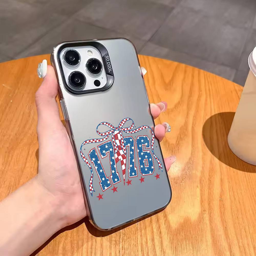 A-American F-Flag Phone Case For iPhone17,16,15,14,13,12,11 Plus,Pro Max Candy Silver Plated Inside Cover