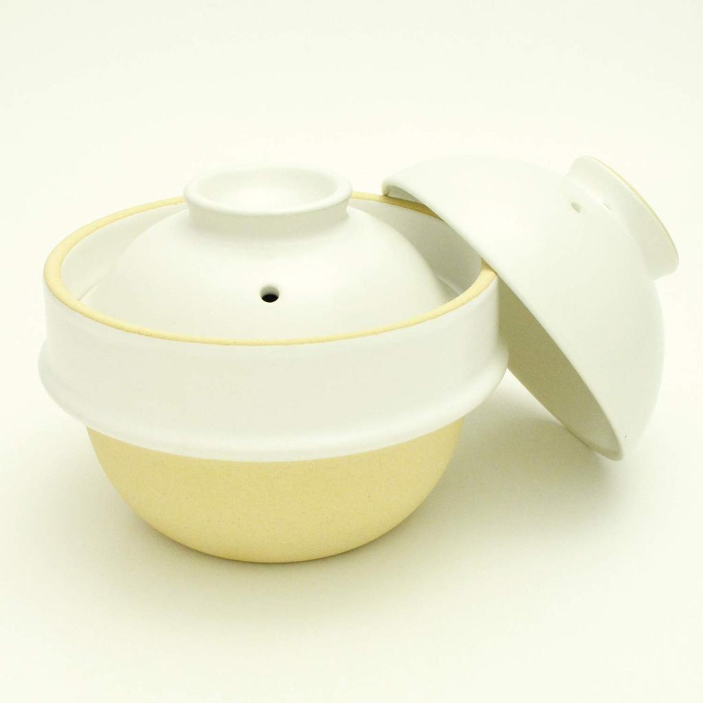 Tsukamoto (Tsukamoto) Mashiko Ware Rice Cooker, White, 1 Cup, Suitable for Single People, Kamacco, Includes Two Chopstick Rests, AKM-3