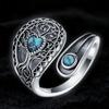 Adjustable Branch Flower Double Turquoise Ladies Ring - Versatile and Stylish Accessory