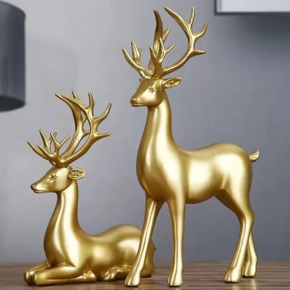 Creative Deer Desktop Ornament Modern Sitting/Standing Position Christmas Deer Statue Exquisite Cute Elk Home Decor Living Room