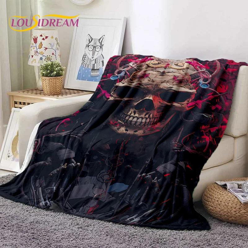 3D Horror Gothic Skull Skeleton Soft Flannel Blankets,Throw Blanket Comfortable Blanket for Picnic Beds Sofa Home Bedroom Gifts