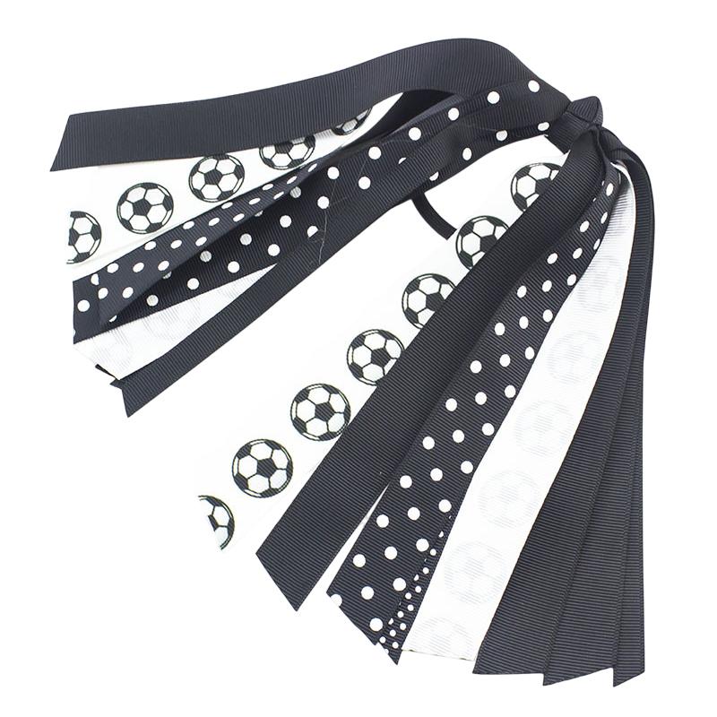 Soccer Ponytail Holders for Women Red Black Glitter Hair Ribbons Streamer Soccer Elastic Hair Ties Band Scrunchies Game Day