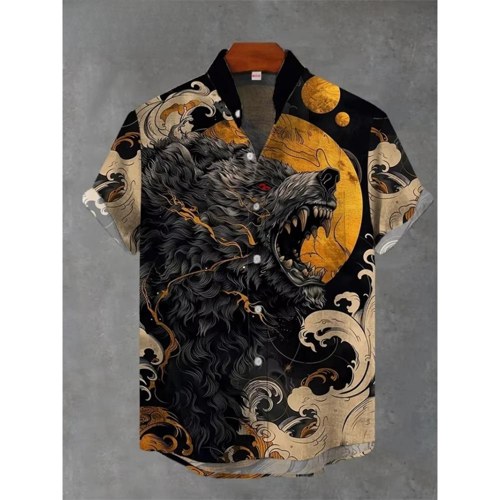 

Vintage Men s Shirt 3D Printed Shirt Men s Casual Short Sleeved Top Fashionable Men s Lapel Button Shirt Men T-shirt Polyester 3XL