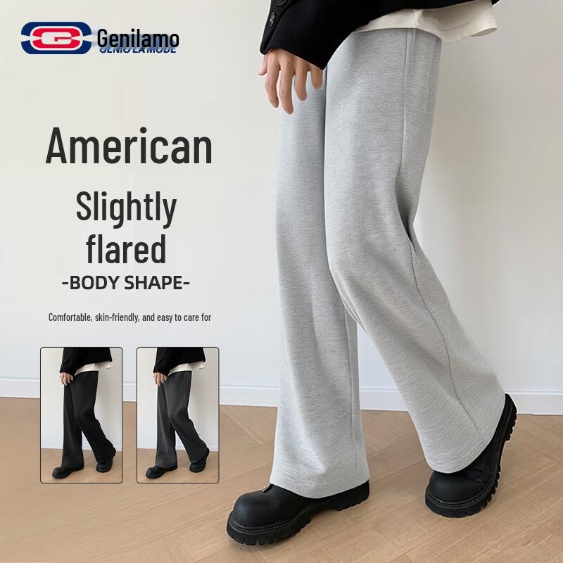 GENIOLAMODE Men s Loose Bell Bottom Sweatpants L