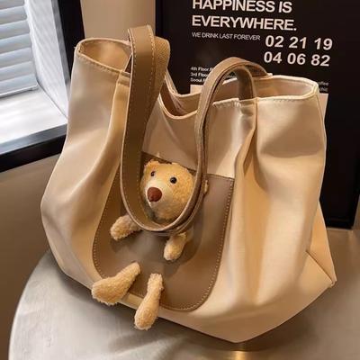 Shoulder Bag Women's Canvas Cute Large Capacity Handbag Women's College Style Commuter Mommy Bag