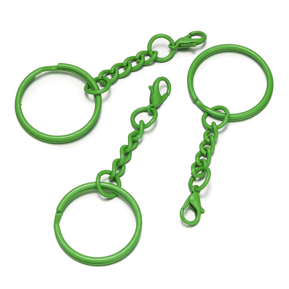 10pcs 25mm Colored Keyrings With Chains Lobster Clasps For DIY Jewelry Making Key Ring Connector Hooks Bags Buckle Accessories