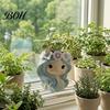 Cute Girl Planter for Indoor Plants Planter, Blue Hair Garland Head Decorative Plant Pot Bedroom Resin Succulents Cacti Creative Flower Container