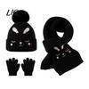 Thermal Winter Accessories for Boys Girls Hat Gloves Scarf Set Kids, Warm Knitted Pompom Hat, Cute Outings Bunny Embroidery, Cozy Ages 2 to 6 Gift