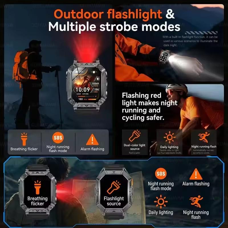 2026 Upgraded Men 1400mAh Battery Capacity GPS Heart Rate Flashlight BT Call 10ATM Waterproof AMOLED HD New Smart Watch Smartwatches