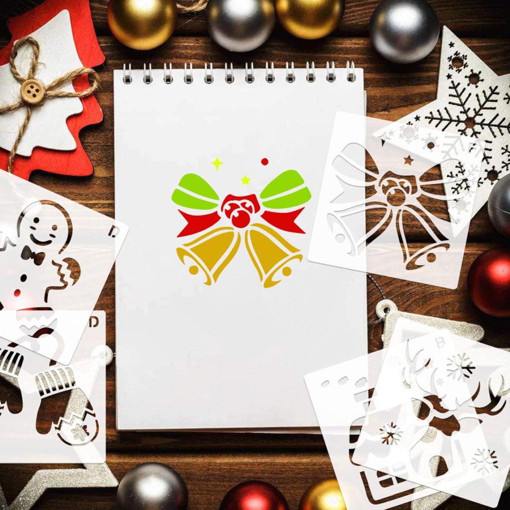 24 st Små Julritmallar Set Återanvändbara DIY Graffiti Schablon 3 x 3 för Hem Klassrum Vägg Dörrdekorationer