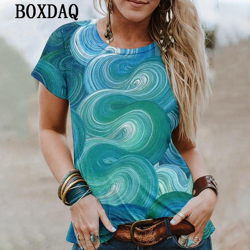 Short Sleeve Tie-dye Women T-Shirts 3d Print Street Gradient Summer Ladies Pullovers T Shirt 6XL Plus Size O-Neck Casual Tops