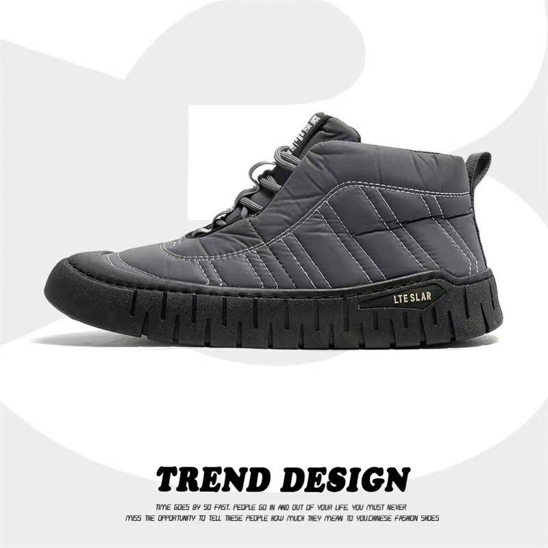 High-Top Samt Herrenschuhe Winter Neu Outdoor Freizeit Warm Baumwolle Leder Schuhe Wasserdicht und Kältefest Arbeitsschutz Schneestiefel