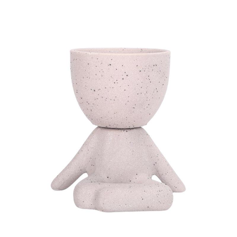 Creative Black Figure Flower Pot Plant Cactus Potted Abstract Ceramic Figure Flower Pot Figurine Coffee Table Living Room Decor