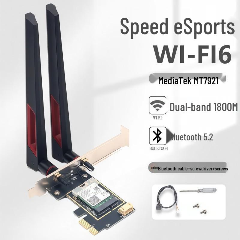 MT7922 WiFi 6E Tri-Band 5374 Mbps PCIe Wireless Network Card with Bluetooth 5.3 for Desktop Computers
