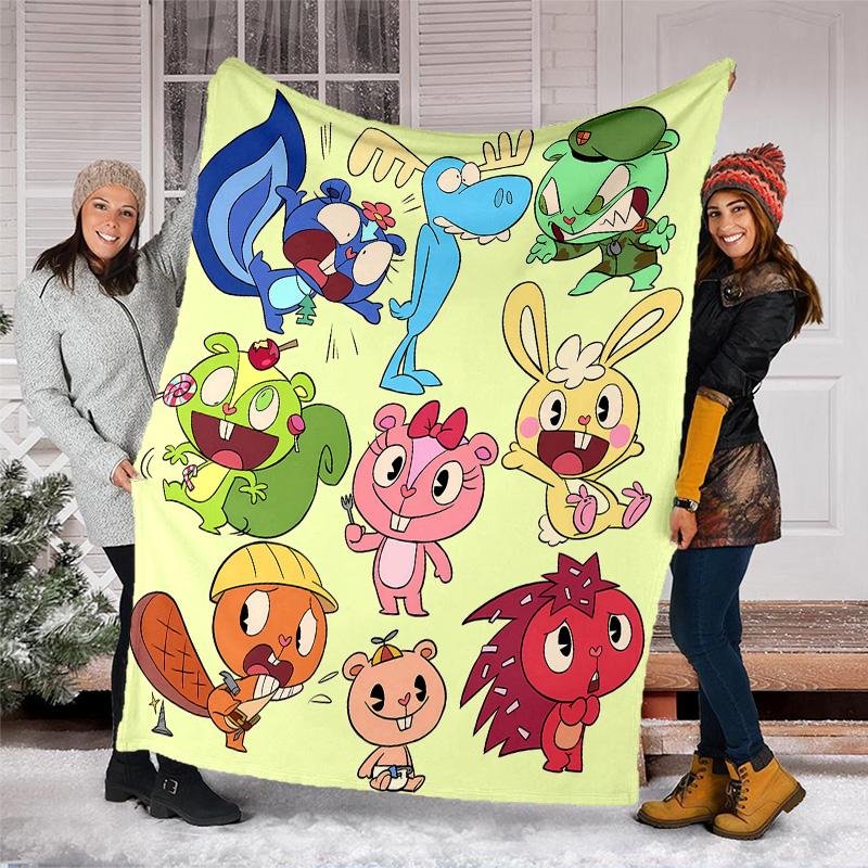 Happy Tree Friends4 printed throw blanket—lightweight,soft,warm;versatile blanket for all seasons—perfect as &air-conditioning throw,nap blanket
