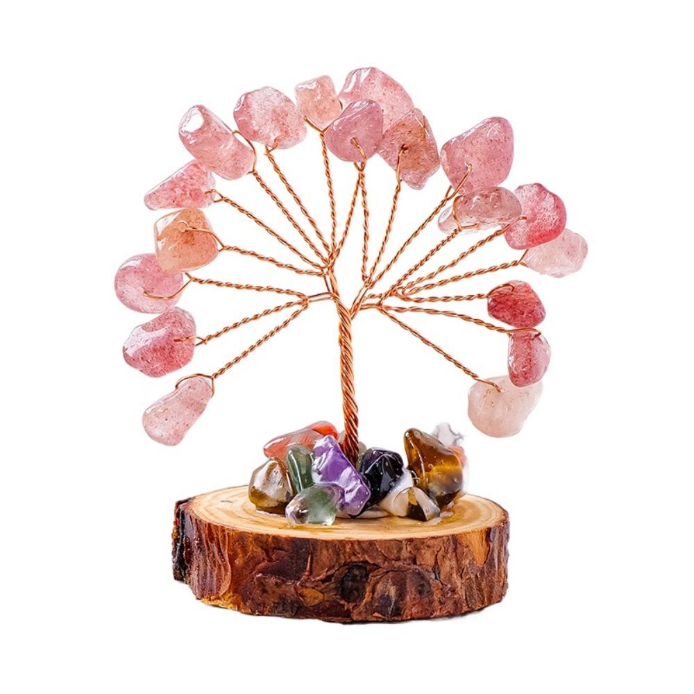 Copper Wire Crystal Wishing Tree Positive Energy Fortune Tree Figurine Mini Crystal Trees  Desk