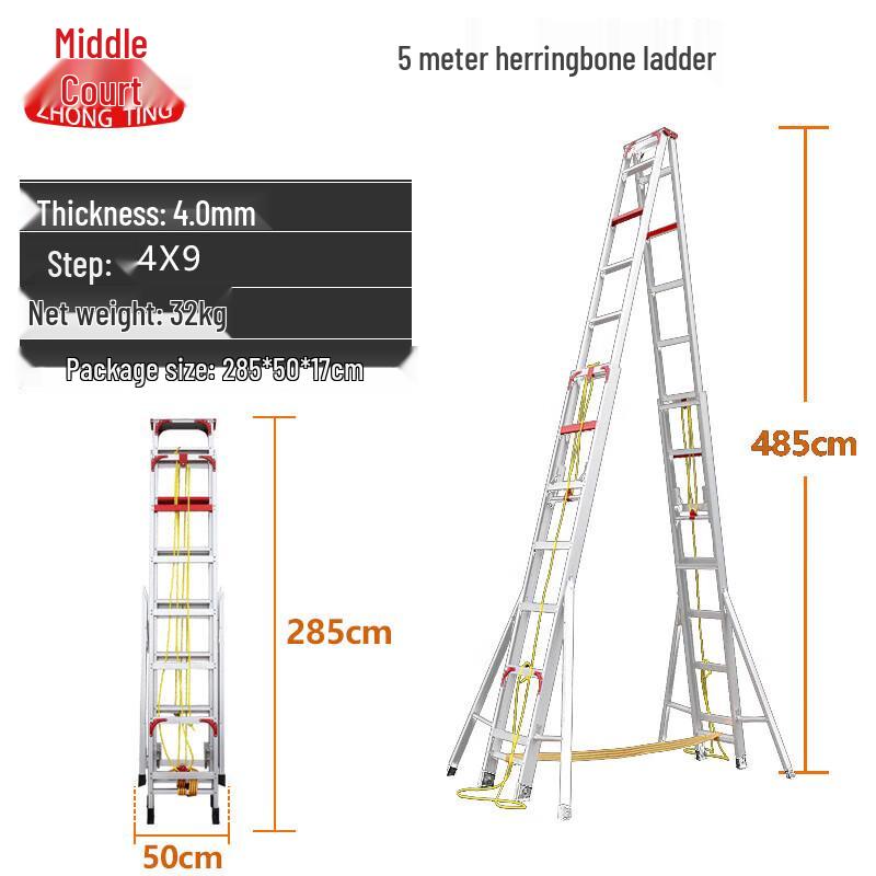 Zhongting Telescopic Folding Aluminum Alloy A-Frame Ladder