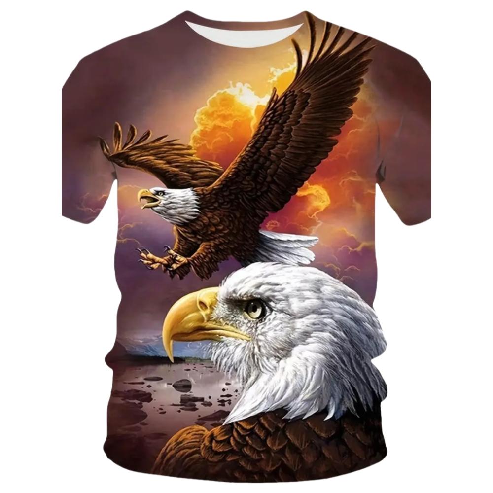 ETST WENDY 05 Fierse Adelaar Heren T-shirt Dier 3D Geprint Heren Casual Korte Mouw Mode Streetwear Lichtgewicht Ademend Herenkleding 2XL