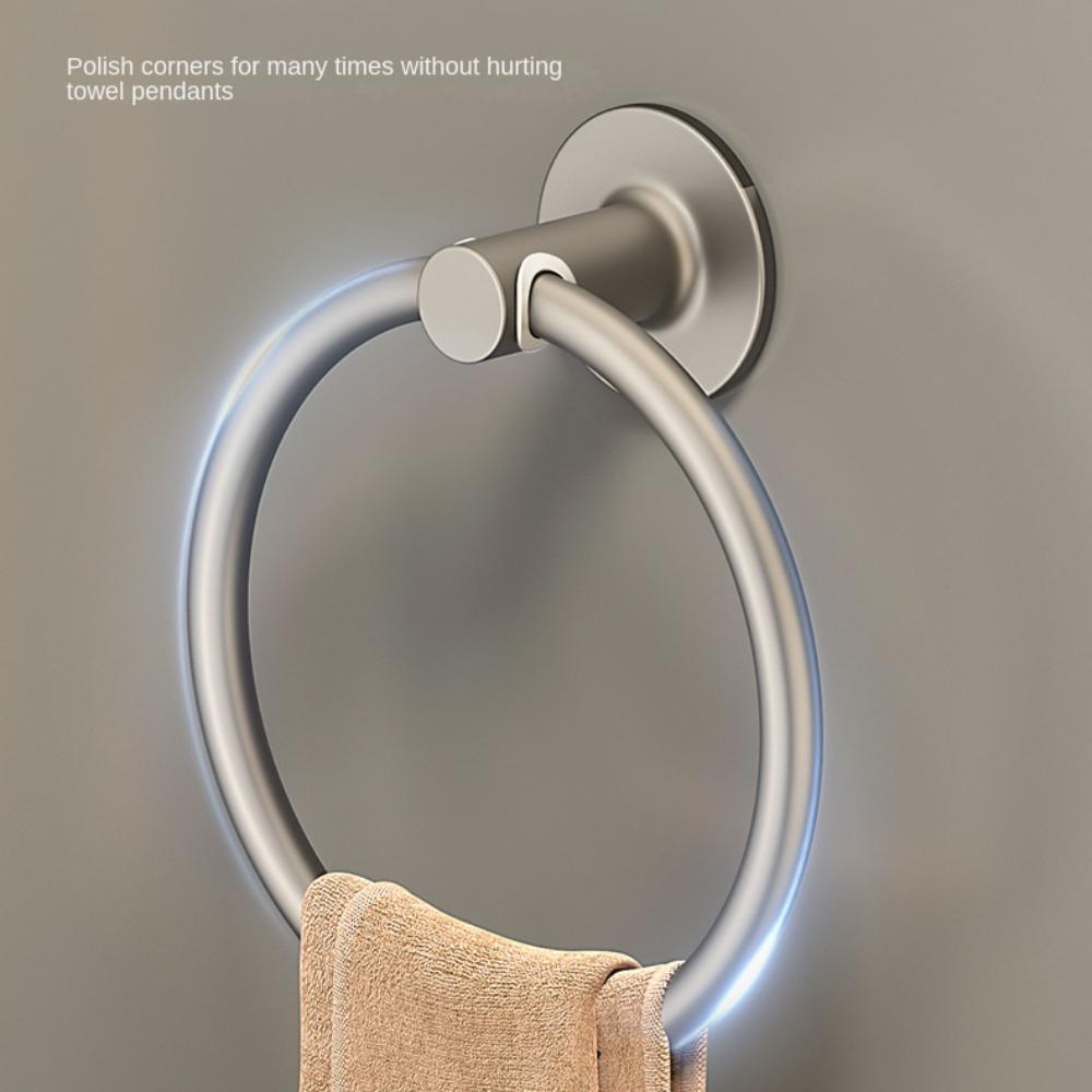 Save Space Towel Ring Hangers Wall Mounted Hand Towel Ring Modern Punch Free Towel Ring  Bathroom