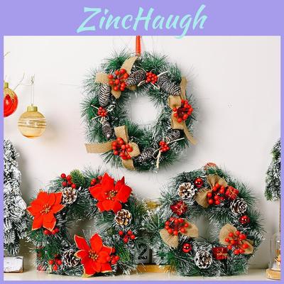 Festive Christmas Decoration Wreath With Vibrant Red Bow And Pine Cone Accents For Home Atmosphere