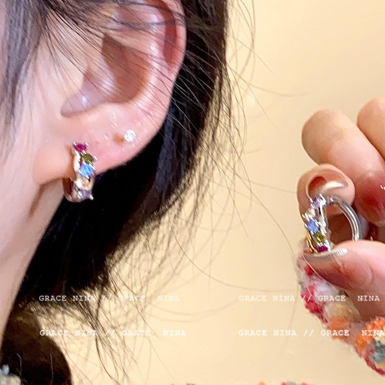 Millennium Spicy Girl Colorful Zirconia Exquisite Stud & Hoop Earrings 2024 - Stylish Women's High-End Feel