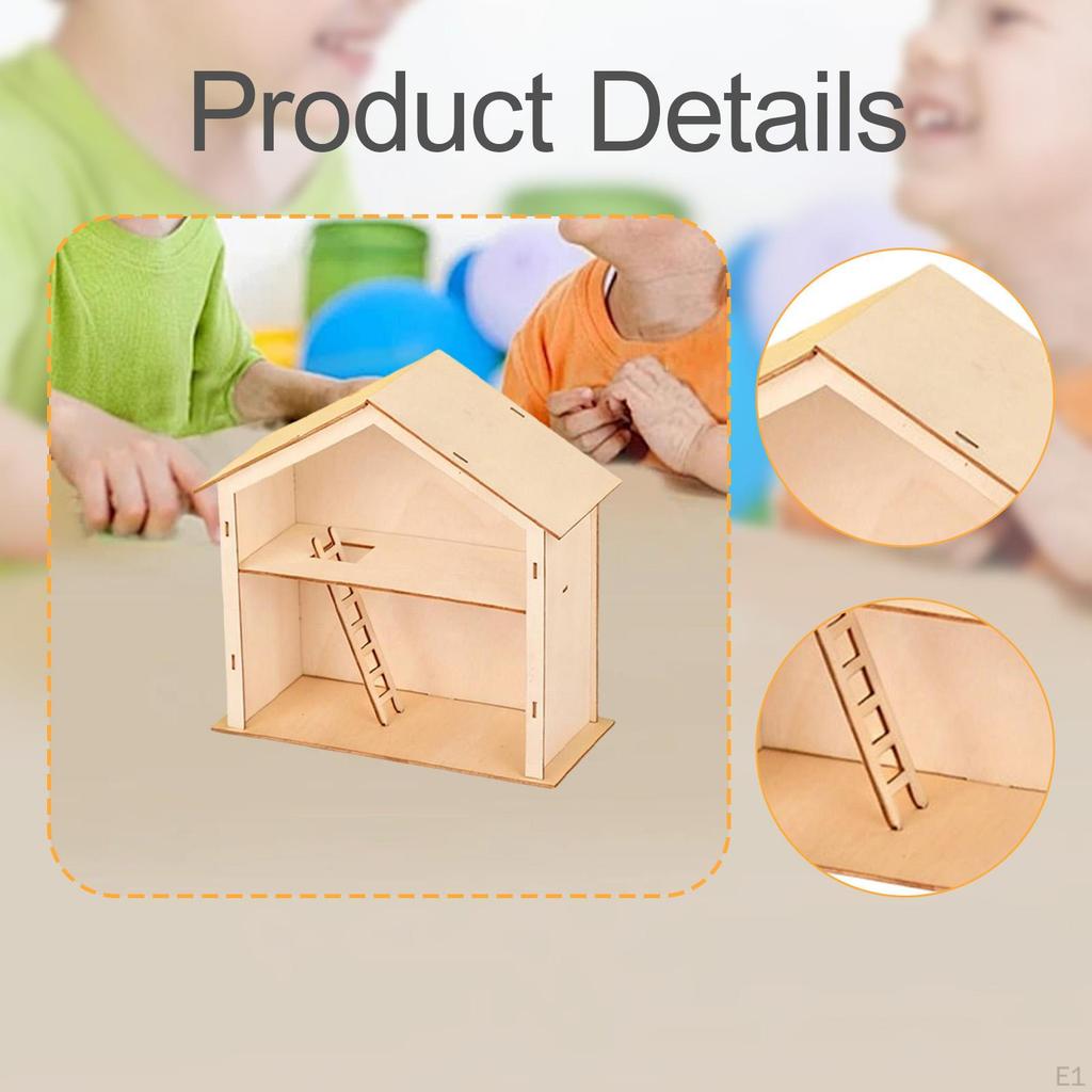 Kit de manualidades de casa de madera DIY Centro de mesa para mesa Pintable Pintura Construcción para Decoración del hogar Aula