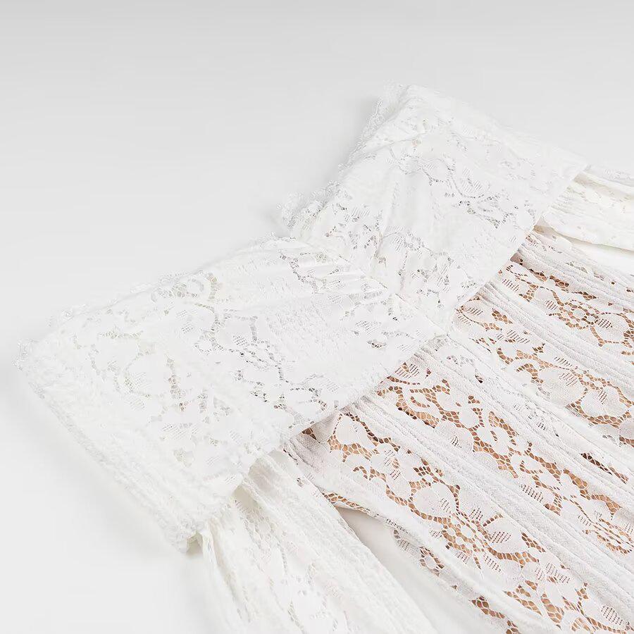 2024 Winter Collection: Women's European & American Style One-Shoulder Lace Dress