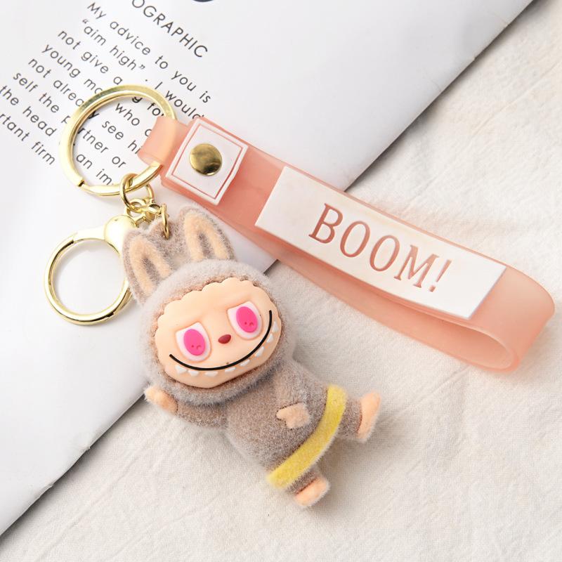Flocking Yoga Keychain Small Pendant Cartoon Cute Doll Keychain Small Gift