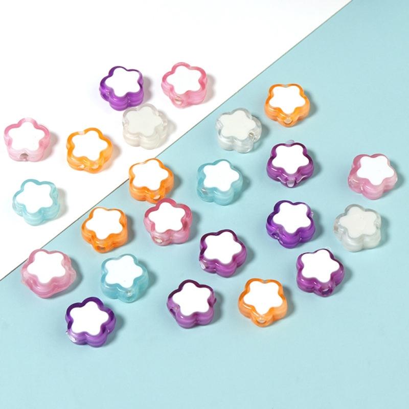 Pack of 100 Waterproof Loose Spacer Bead Acrylic Heart/Flower/Butterfly Shaped Beads Creative Jewelry Accessories