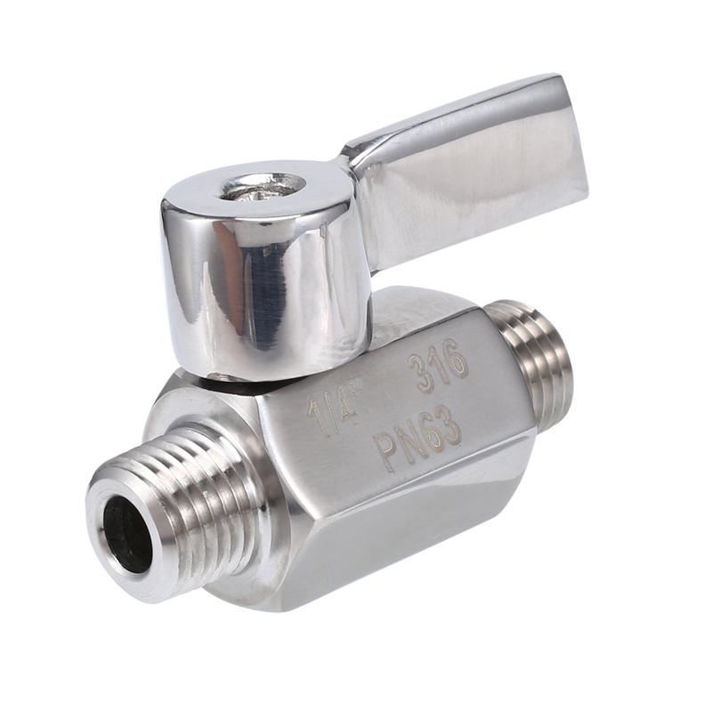 A84X-2X 316 Stainless Ball Valve - 1/4 Inch NPT Thread Male Small Mini Ball Valve (1/4Inch Male&Male)