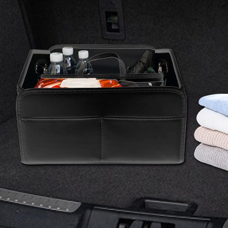 Trunk Storage Organizer Leather Trunk Storage Bin Foldable Trunk Storage Bin Multi-Compartment Camping Storage Box For Car Sedan