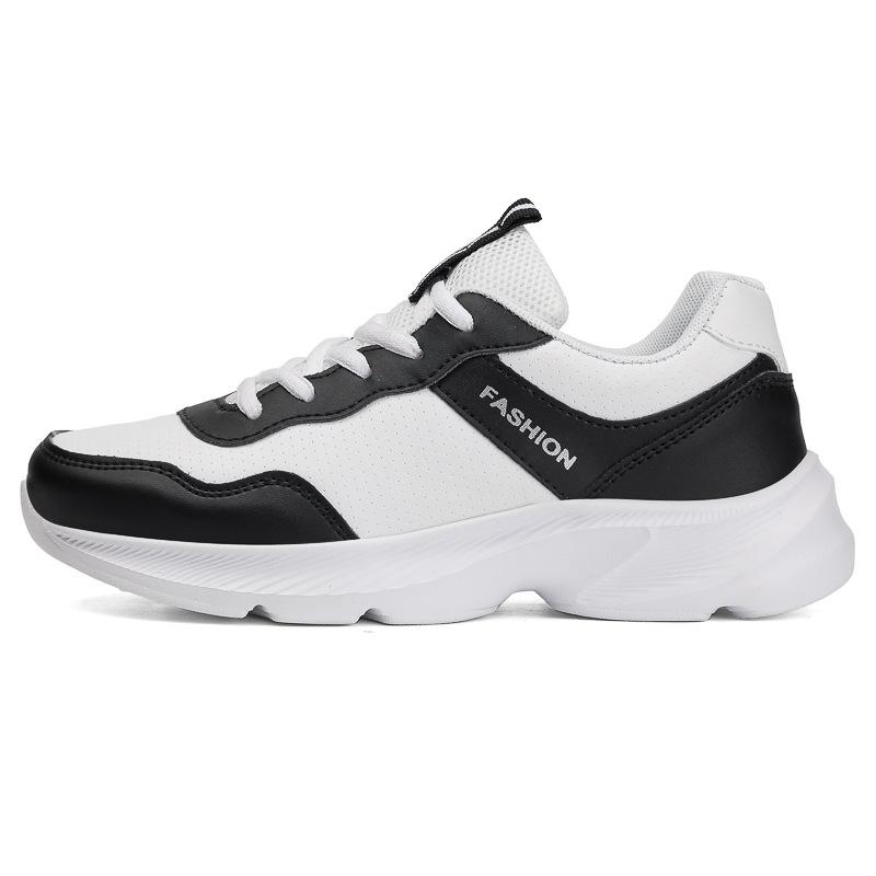 All Black Sports Shoes, Waterproof Casual Shoes with Leather Surface, Not Tired After Standing for a Long Time, Soft-soled Non-slip Running Shoes
