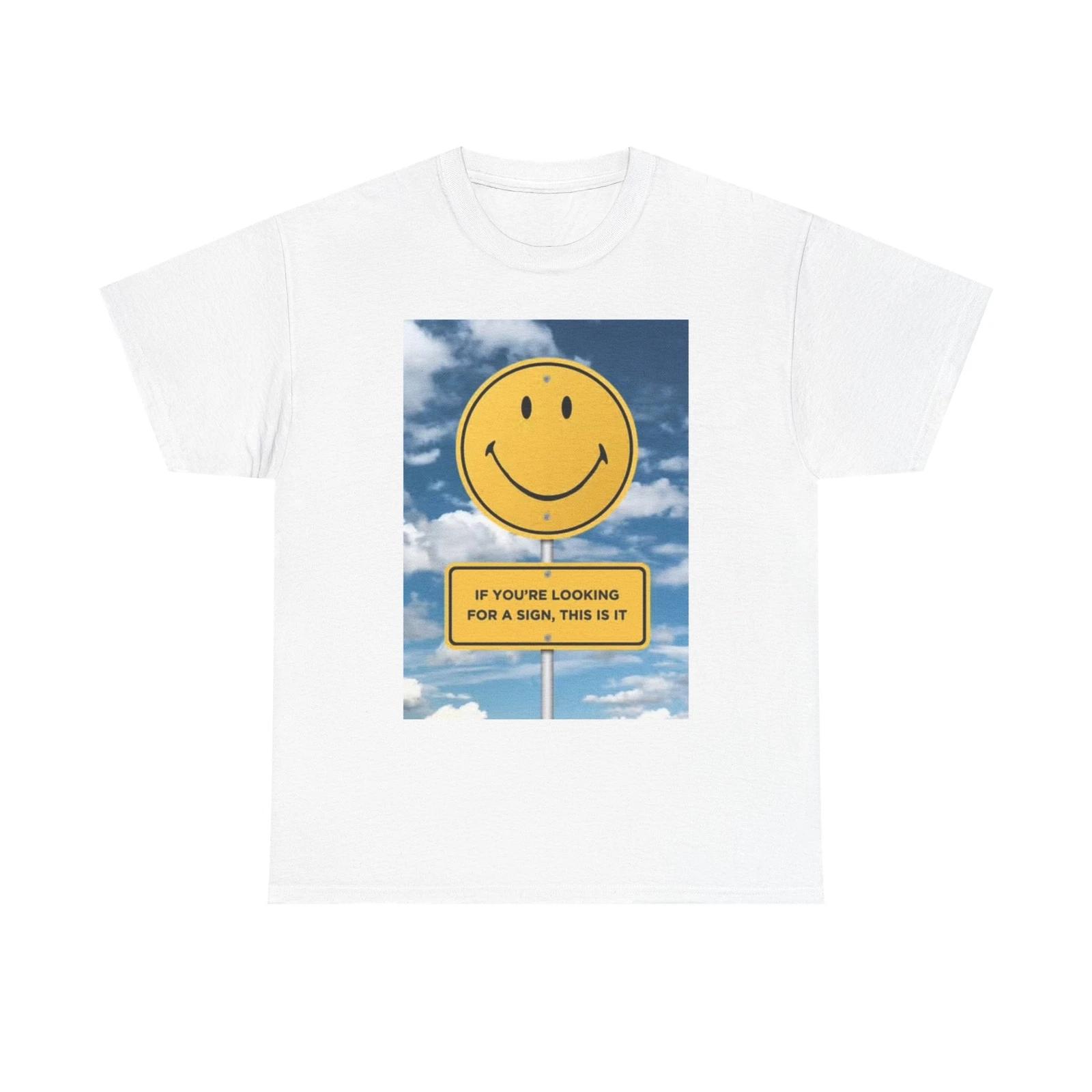 Men s and Women s T-shirts Be Happy Smiley Face Graphic L