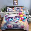 Cute White Bear with Colorful Balloons Bedding Set for Kids Luxury Gift 3pcs Digital Print Comforter Set Soft Comfortable