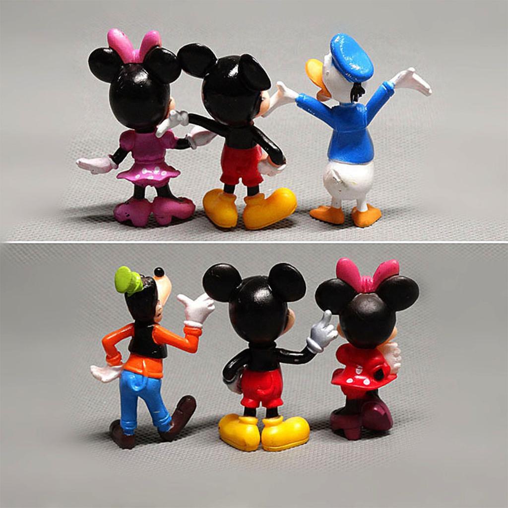 TREXORA Disney Kreslená Figurka Sada 6 Kusů, Mickey Mouse, Minnie Mouse, Kačer Donald, Goofy PVC Figurky, 5,5-5,7 cm, Vícebarevná