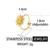 European & American Fashion Electroplated 18k Gold Stainless Steel Sun Ring for Women