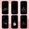 Cartoon Middle Finger Phone Case For Samsung S24,S21,S22,S23,S30,Ultra,S20,Plus,Fe,Lite,Note,10,9,5G Black Soft Shell