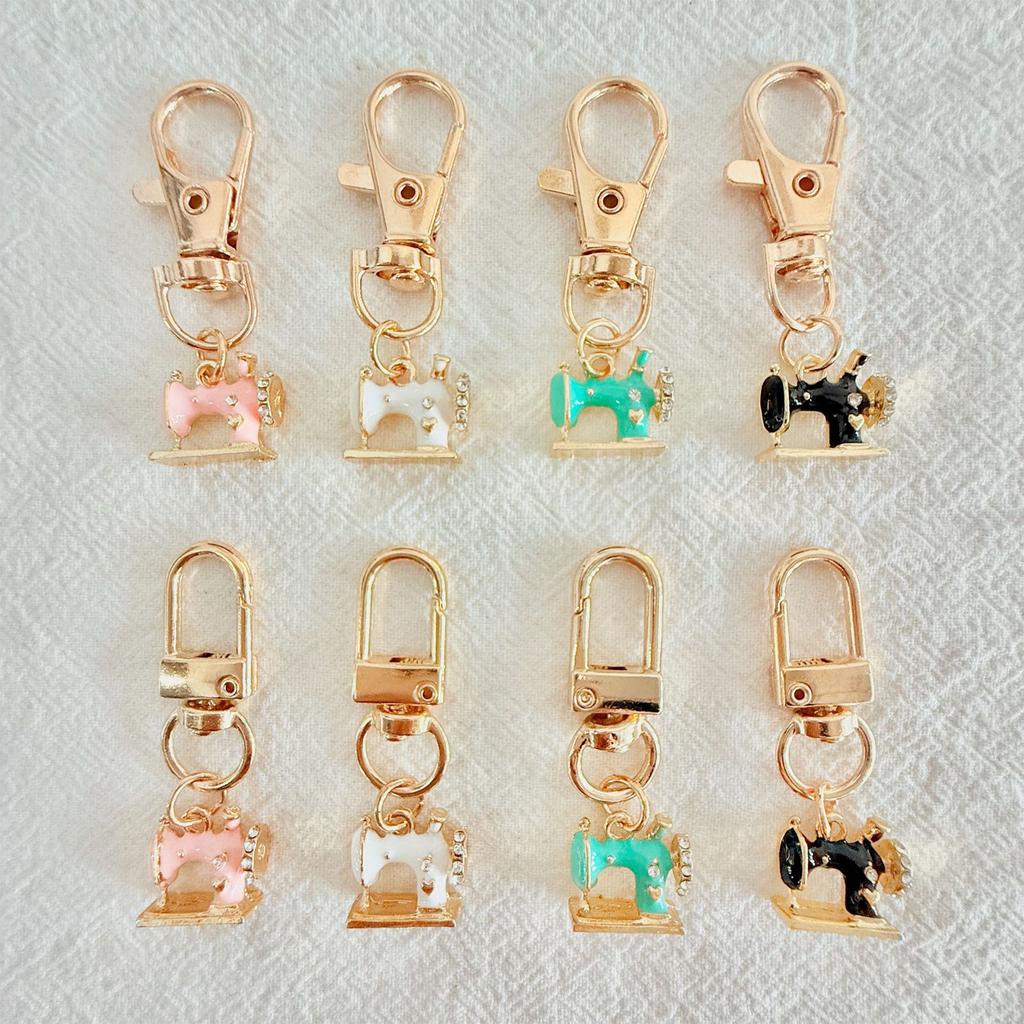 4Pcs Shiny Rhinestone Sewing Machine Keychain Vintage Alloy Jewelry Accessory Rustproof Gift For Birthday Christmas
