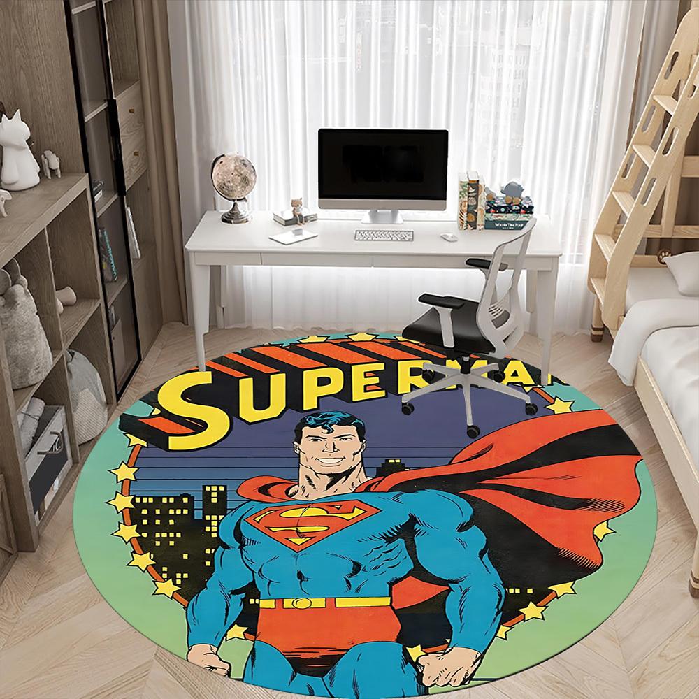 1pc Superhero Man Office Round Area Rug, Under Office Chairs Bedroom Living Room Home Decor, Room Deco, Available in Various Sizes