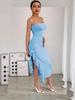 2025 European & American Slim-Fit Slit Bandeau Dress: Trendy Hip-Hugging Hot Girl Fashion
