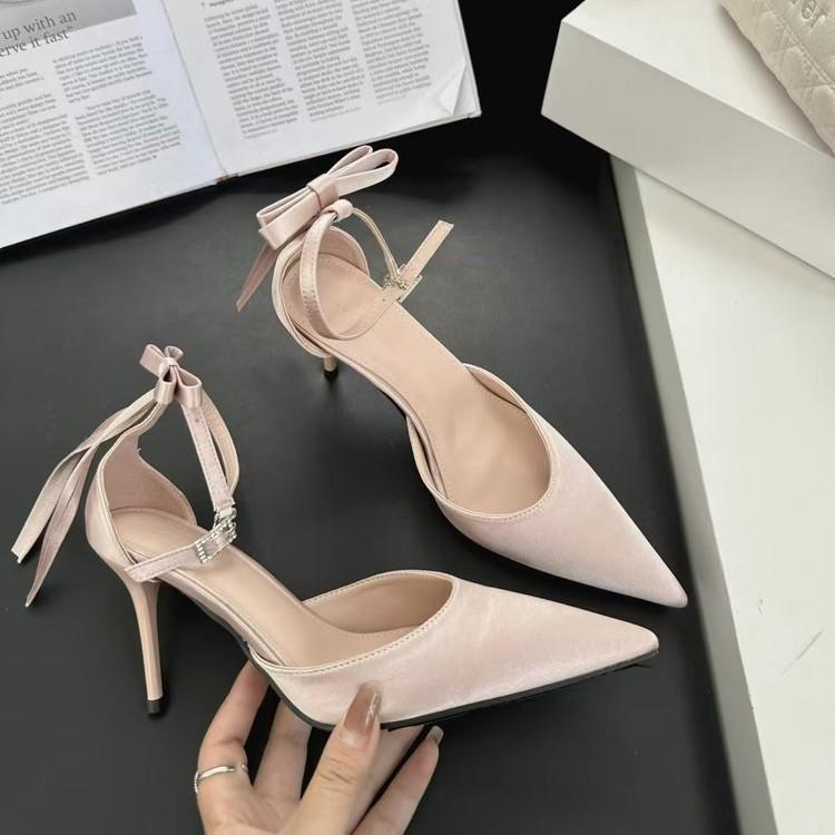 Fashion one-word buckle women's shoes new gentle royal sister sexy single shoes pointed head shallow mouth high heels women