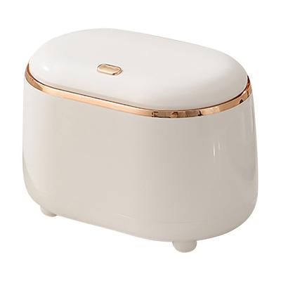 Desktop Trash Can Mini Trash Basket Large Mouth ABS Mini Trash Can Paper Basket with Lid White