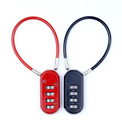 Zinc Alloy 4 Digit Password Lock Anti-theft Wire Rope Backpack Zipper Lock Padlock Dormitory Cabinet Lock for Home&Travel