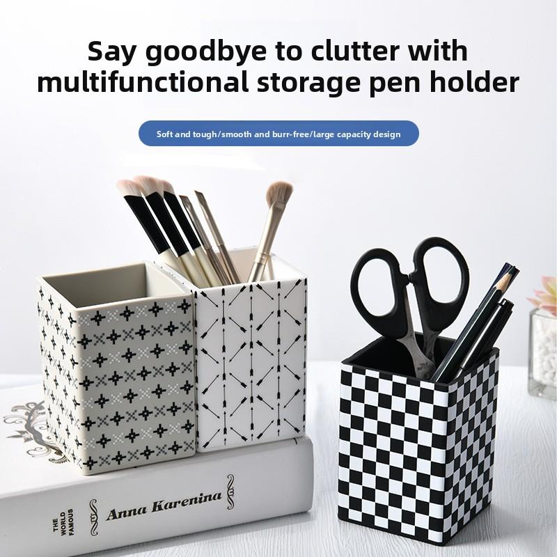 Silicone Printing Pen Holder, Desk, Study Creative Pen Holder, Desktop Ornament, Stationery, Storage Box.