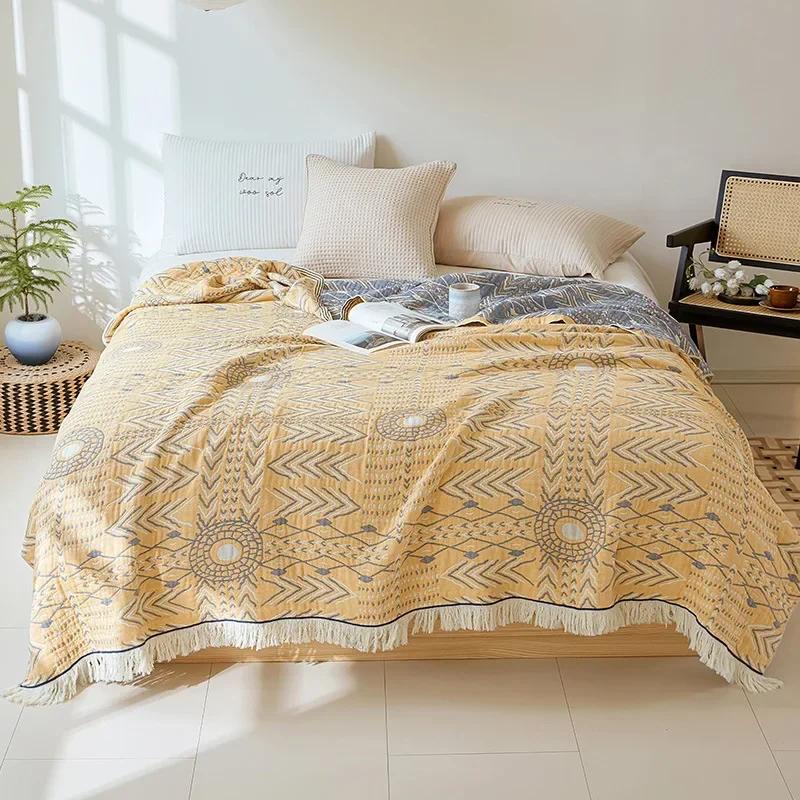 Japanese Throw Blanket Cotton Double Sided Sofa Cover Sofa Cushion Leisure Blanket Bedspread Four Seasons Cooling Quilt Sheet