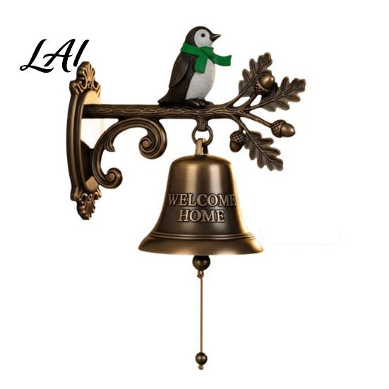 Christmas Gift for Friends Vintage Doorbell Welcome Wall Hanging Deer/Snowman/Santa Claus/Penguin/Witch Decor Wrought Iron Holiday Decor Decorative