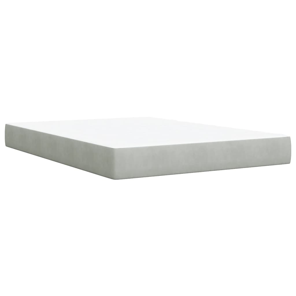 Vidaxl Letto Continentale Con Materasso, Grigio Chiaro, 140X190Cm, Velluto
