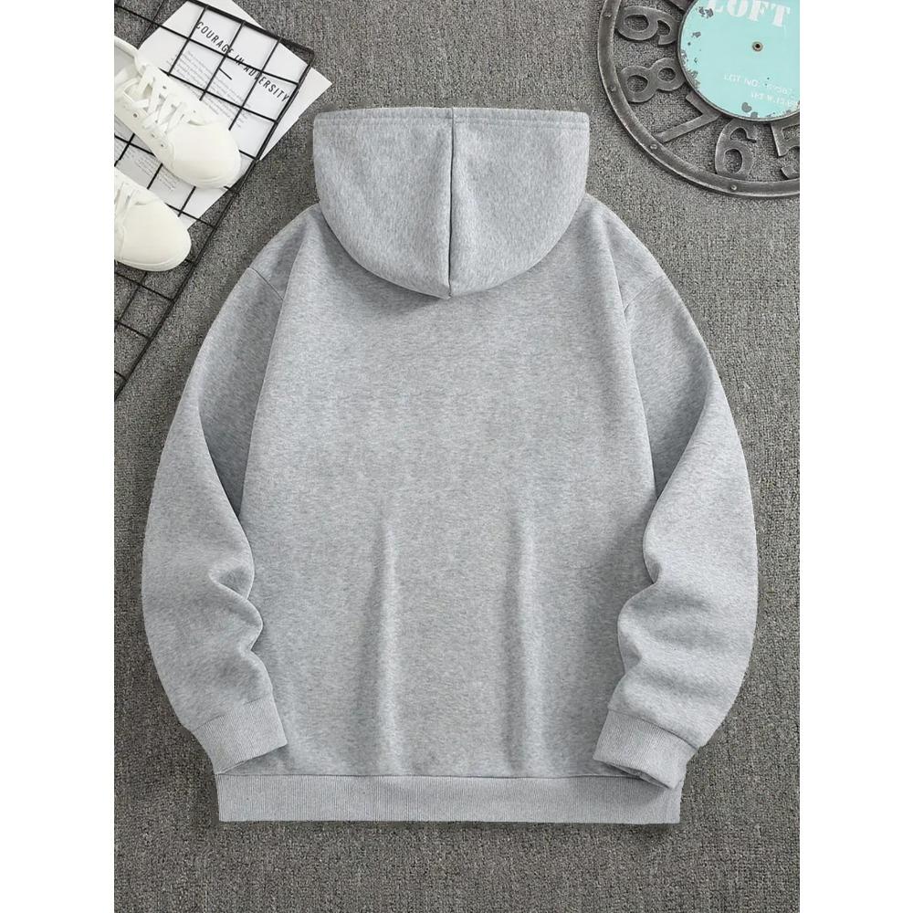Dark Thorn Print Hooded Sweatshirt Set Drawstring Sweatpants Two Piece Set Loose Casual Sports Style Trendy Men's Clothing