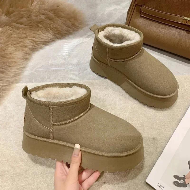 2024 New Classic Thickened Fluff Women's Snow Boots Comfortable Warm Ankle Boots Women Winter Ladies Shoes Chunky Snow Boots